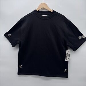 Fleece Factory Art & Motion Men's Medium  Short Sleeve Sweat Shirt Black